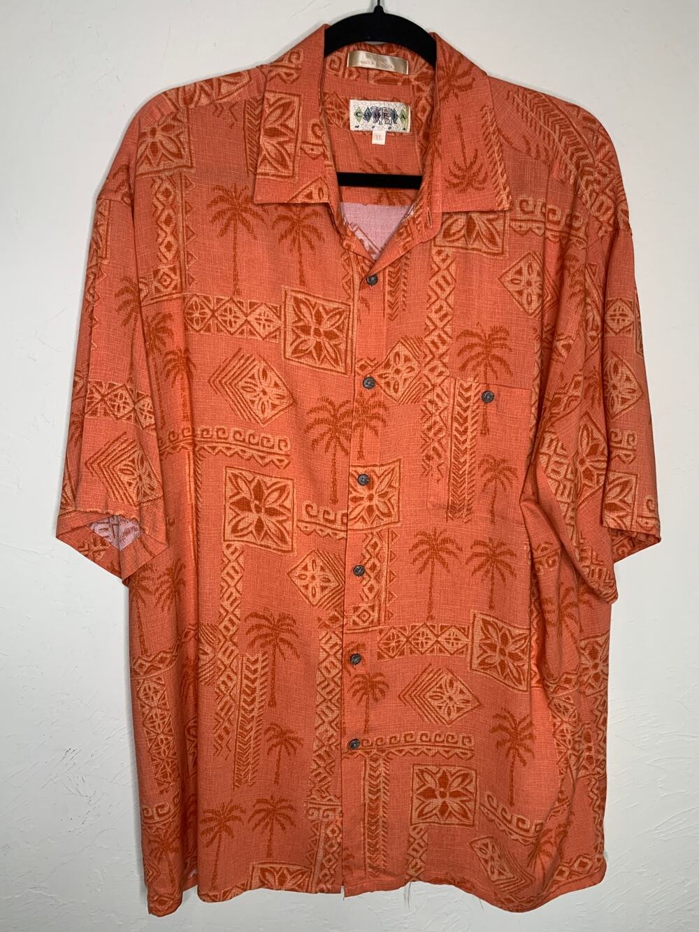 Vintage Campia Orange Hawaiian Shirt Sz XL Rayon